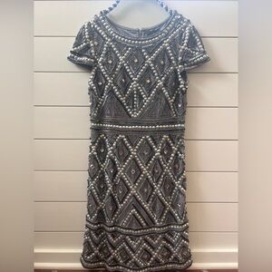 Adrianna Papell Beaded dress. Homecoming, wedding. black tie. Classy